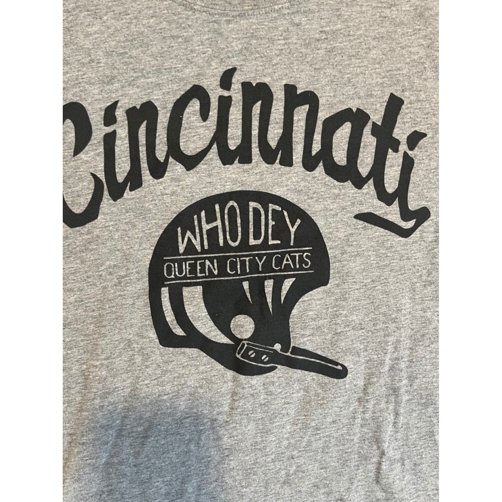 Vintage Nike NFL Cincinnati Bengals Who Dey Queen City Cats Gray T-Shirt Mens XL - Picture 5 of 8